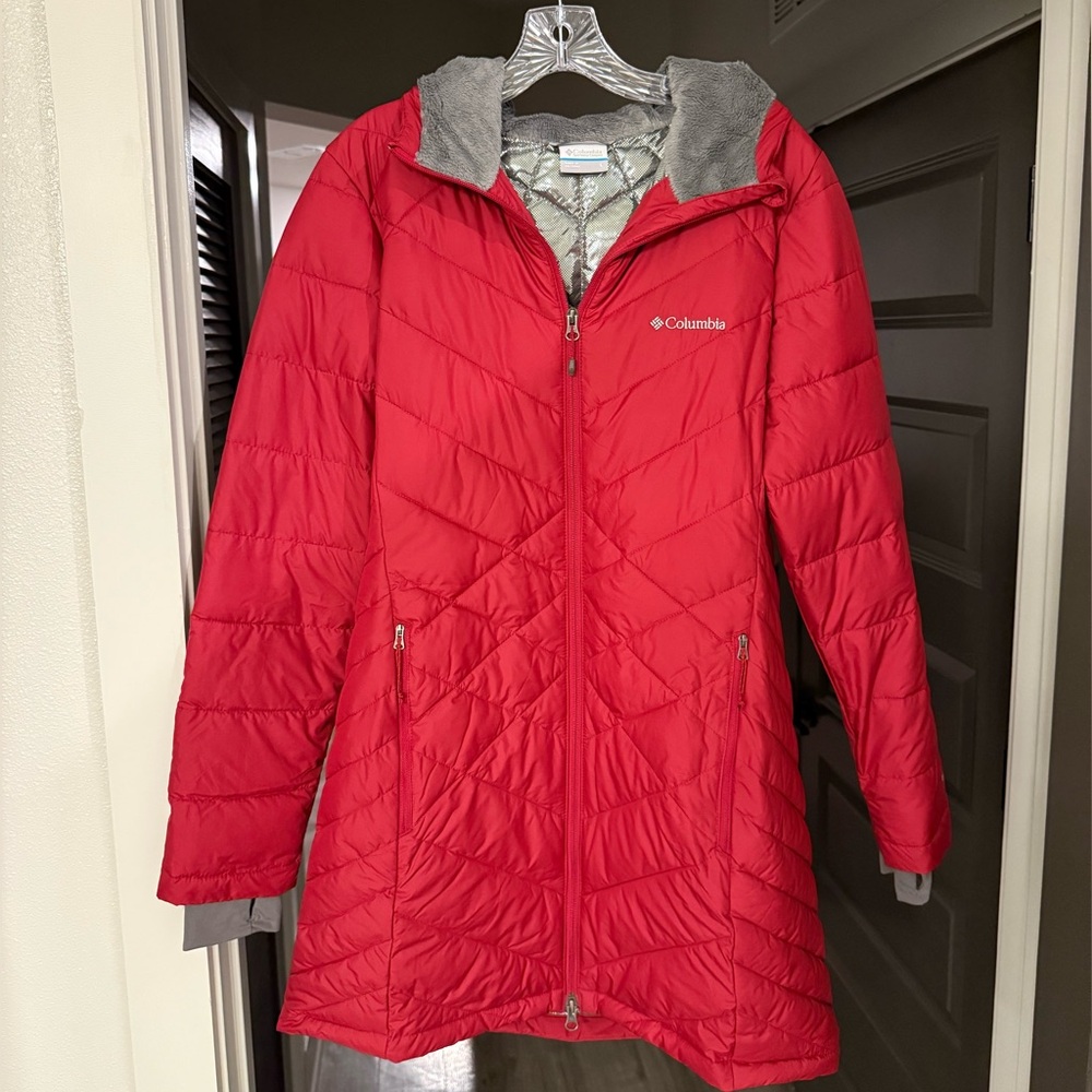 Columbia Heavenly Hooded Omni Heat Coat Red Like NEW